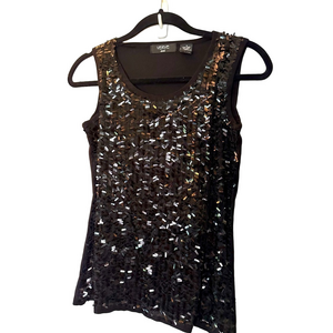 VERVE BLACK SEQUIN TANK TOP SMALL